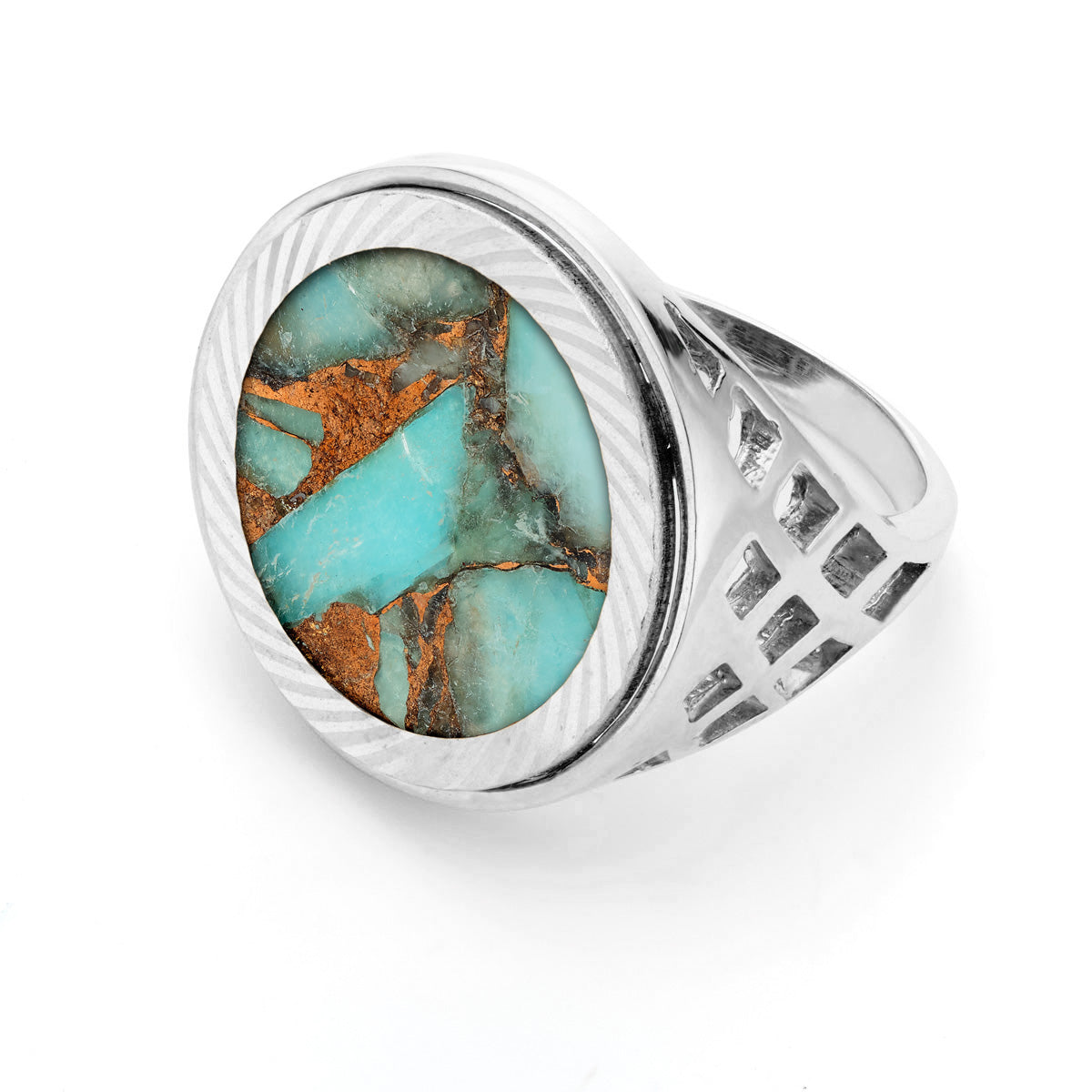 Johnny Hoxton Mermaid Boi™ natural stone set in Sterling Silver Sovereign Ring