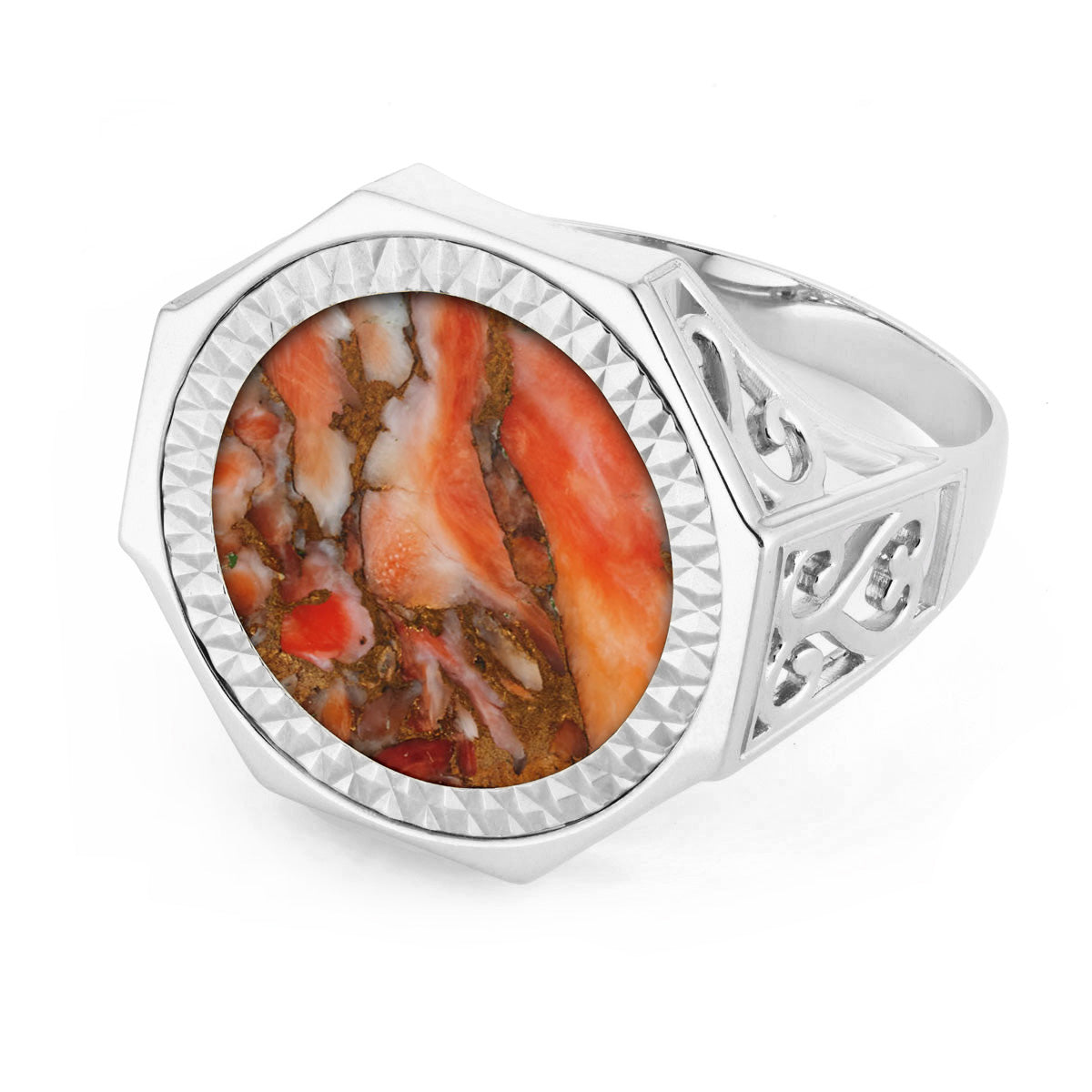 Johnny Hoxton Peachy™ natural stone set in Sterling Silver Sovereign Ring