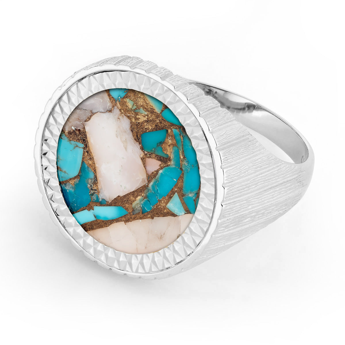 Johnny Hoxton Mermaid Girl™ natural stone set in Sterling Silver Sovereign Ring