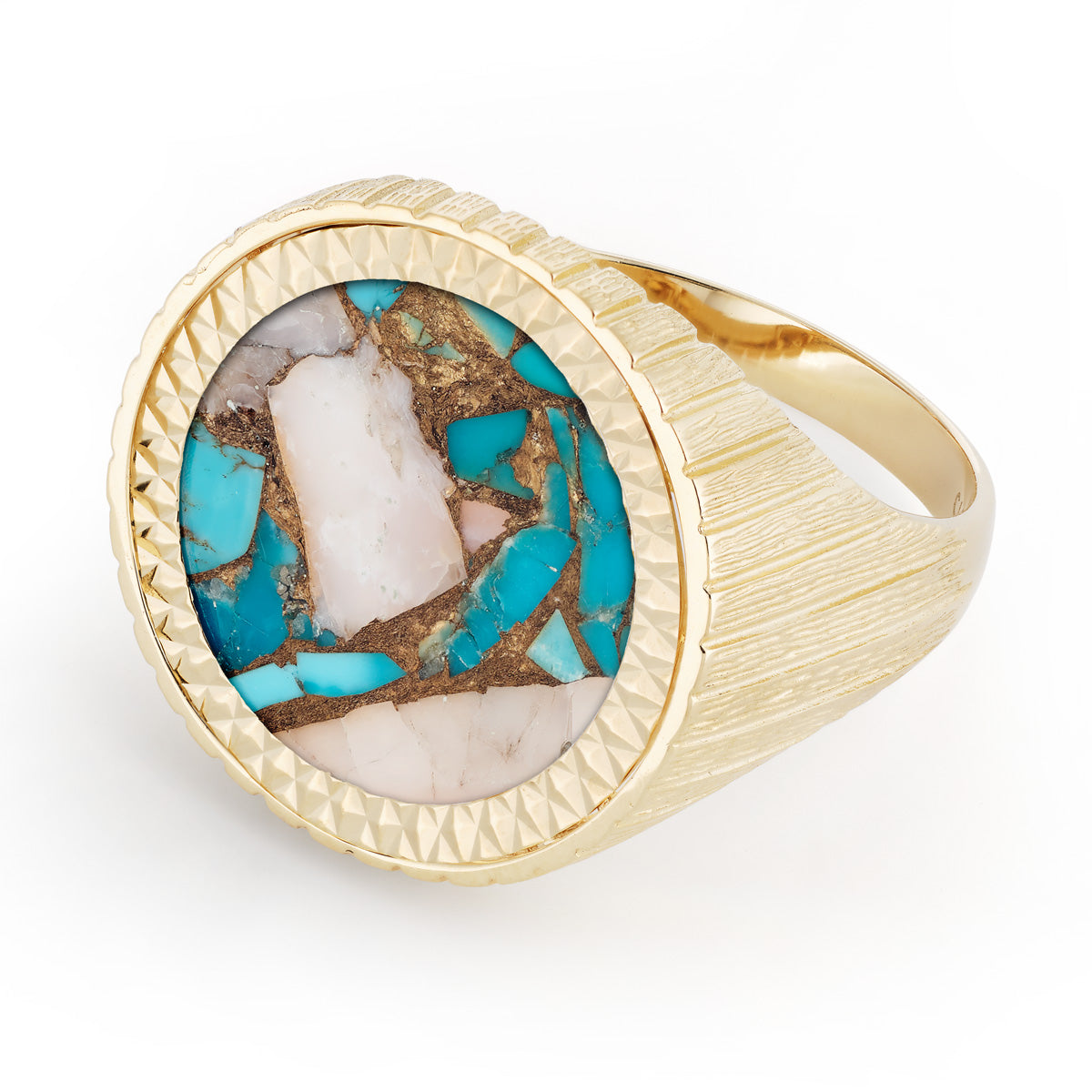 Johnny Hoxton Mermaid Girl™ natural stone set in 9ct Gold Sovereign Ring