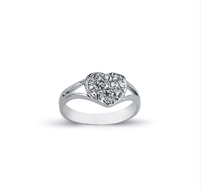 Silver CZ Heart Ring Sterling Silver