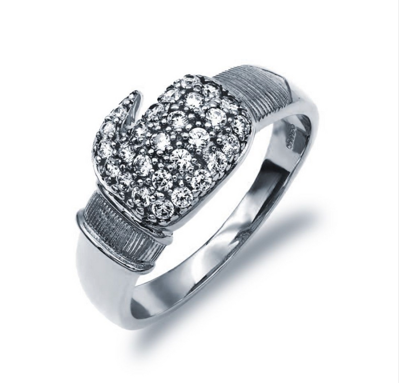 CZ Boxing Glove Ring Sterling Silver