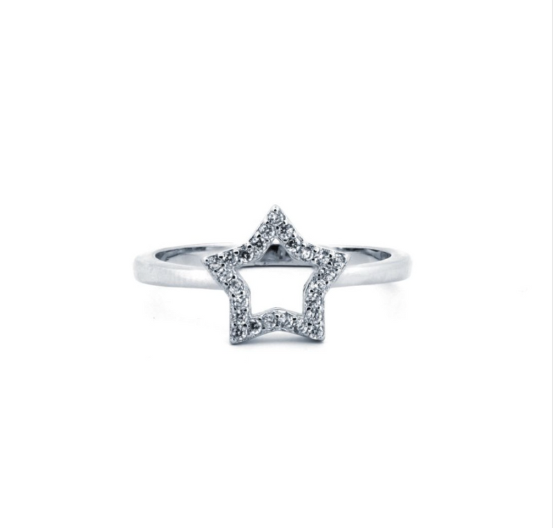 Star CZ Sterling Silver Ring