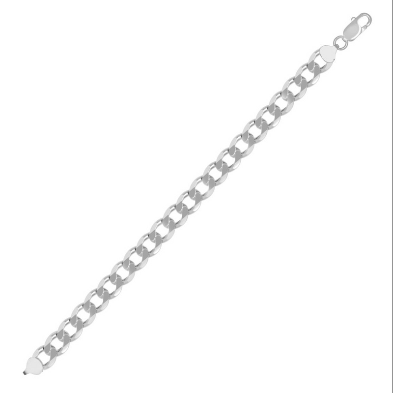 9.6mm Diamond Cut Curb Chain Sterling Silver