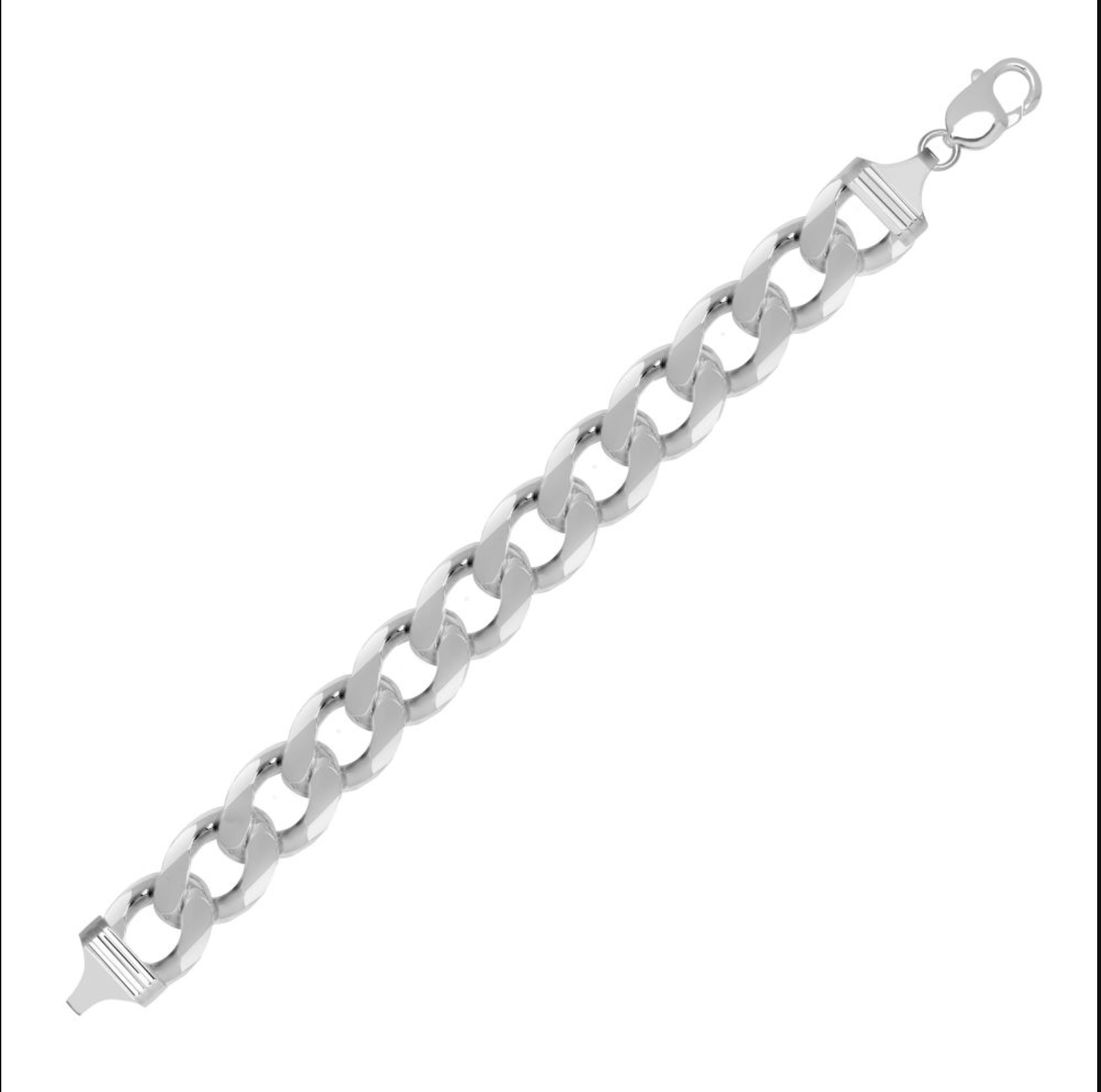 15.5mm Diamond Cut Flat Curb Chain Sterling Silver | Johnny Hoxton ...