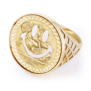 Johnny Hoxton Happy Boi 9ct gold sovereign ring, basket weave.
