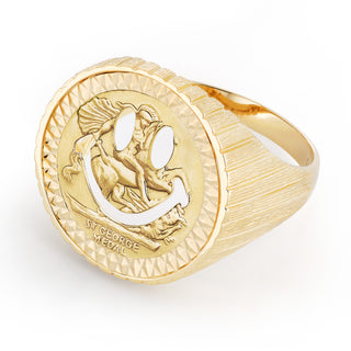 Johnny Hoxton Happy Boi 9ct gold sovereign ring, bark mount.
