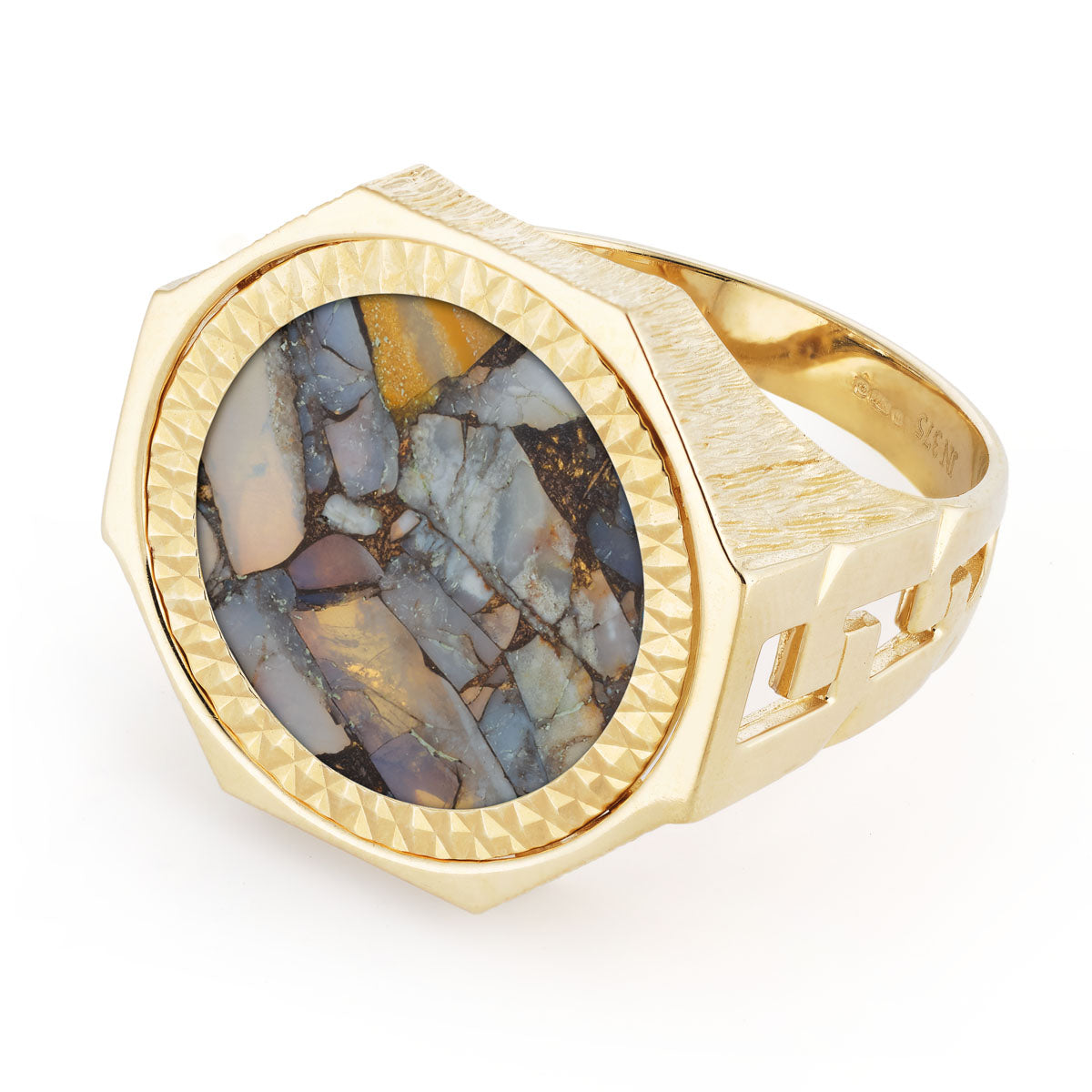 Johnny Hoxton Road Boi™ natural stone set in 9ct Gold Sovereign Ring