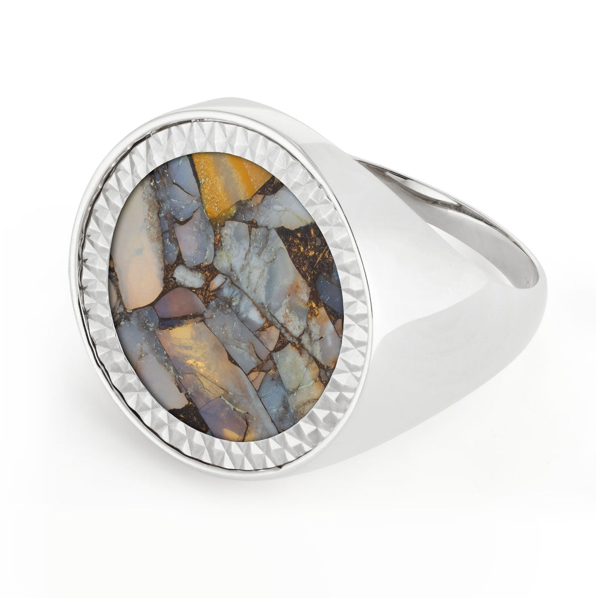 Johnny Hoxton Road Boi™ natural stone set in Sterling Silver Sovereign Ring