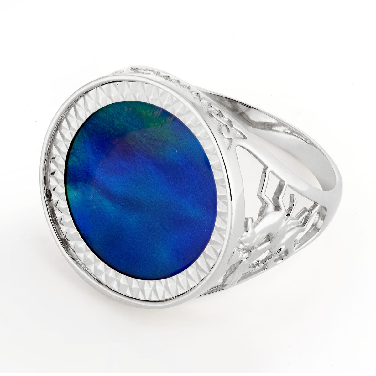 Johnny Hoxton Aurora Girl™ natural stone set in Sterling Silver Sovereign Ring