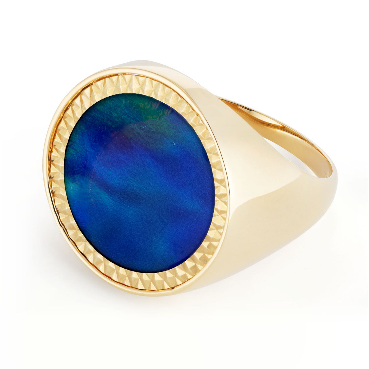 Johnny Hoxton Aurora Girl™ natural stone set in 9ct Gold Sovereign Ring